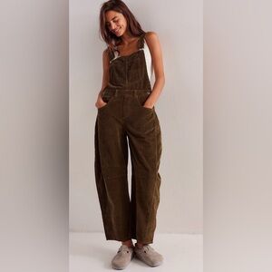 We The Free Good Luck Cord Overalls- Fir Green